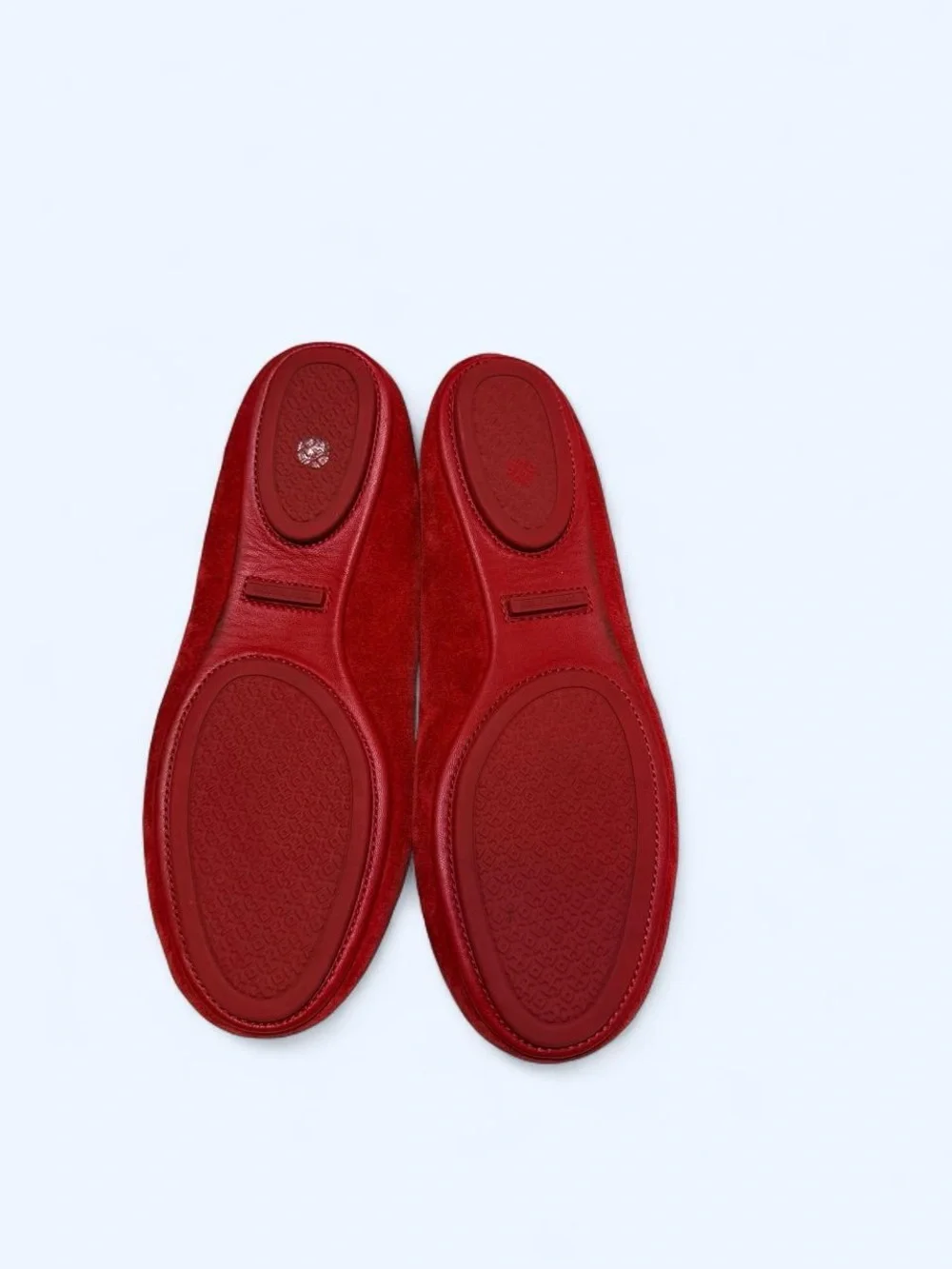 Tory Burch Red Suede Logo Ballet Flats